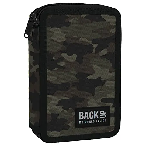 Derform Camouflage doppelte 2-Fach Federmappe Federtasche mit 26 Teilen gefüllt