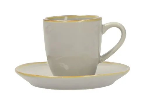 Rose & Tulpani Espressotasse Espressotasse mit Untertasse Concerto Grigio Perla, 2-tlg., Steingut, Handgefertigt, Spülmaschinenfest, Mikrowellenfest, Backofengeeignet