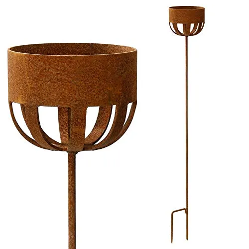 Kerzenhalter 122cm Rost Deko Outdoor-Kerzen Stecker Gartendeko Topfhalter Stab Edelrost Beetstecker