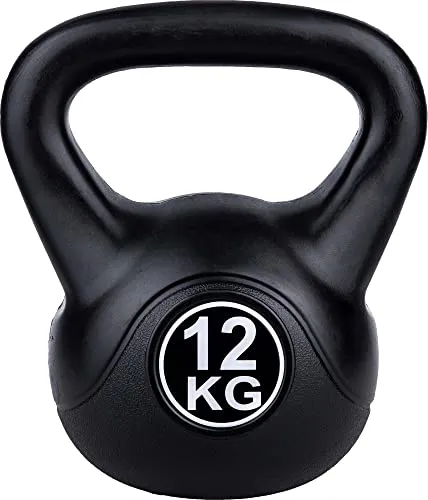 Fitforce Kettlebell Fitforce Kettlebell schwarz Kugelhantel 4kg 6kg 8kg 12kg, Kunststoff Hülle, Zementfüllung