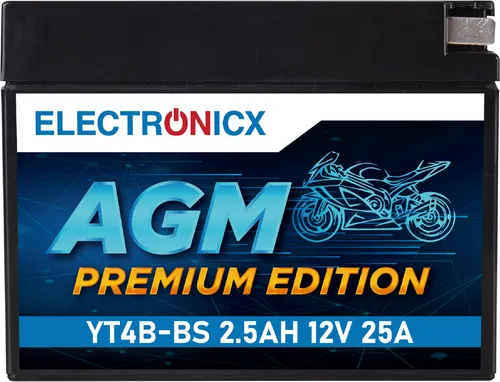 Electronicx YT4B AGM Motorradbatterie 12V 2,3Ah ▶ Motorrad Roller Quad