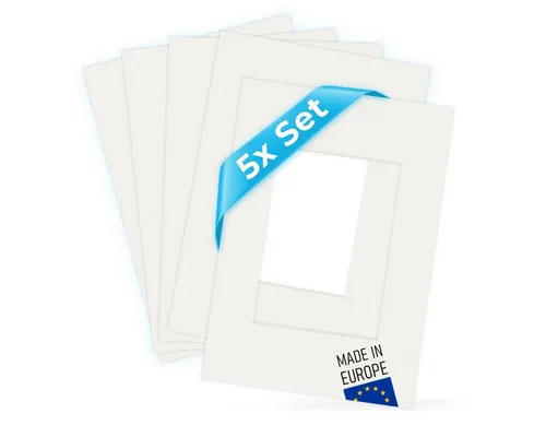 PHOTOLINI Bilderrahmen Passepartouts 5er Set - die Fotos und Bilder in den Fokus setzen