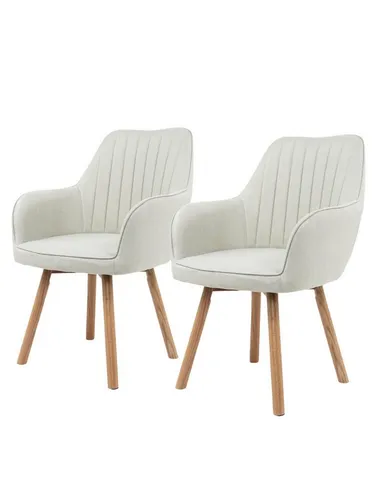 holz4home® Esszimmerstuhl 2er Set I Gepolsterter Wohnzimmerstuhl mit Beinen aus Eichenholz