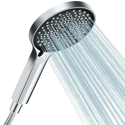 Cobbe Set mit großem Duschkopf, Handbrause mit Schlauch, Hochdruck-Handbrause, wassersparend mit 3 Auslassmodi, Chrom