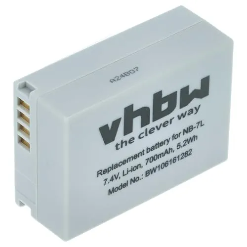 vhbw Akku kompatibel mit Canon PowerShot G10, SX30 is, G11, G12 Kamera (700 mAh, 7,2 V, Li-Ion)