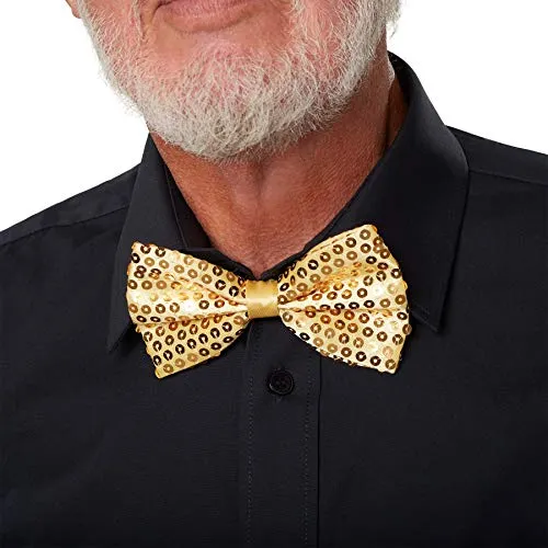 dressforfun 901019 Pailletten Fliege für Damen und Herren, Glitzer Schleife in Einheitsgröße, Bow Tie für Party Kostüm Fasching Karneval Zubehör Accessoire - diverse Farben - (gold | Nr. 303672)