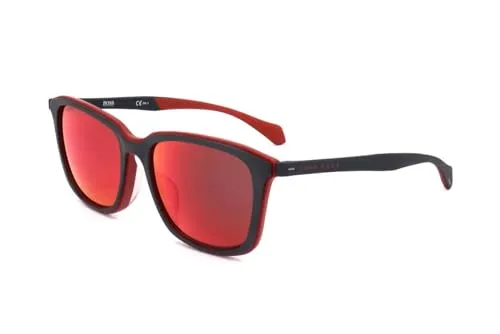 Hugo Boss BOSS 1140/F/S 8A4 RED GREY Sonnenbrille - Sportbrille mit stylischem Acetat-Rahmen in Rot/Grau, ideal für aktive Männer, bietet UV-Schutz und hohen Tragekomfort.