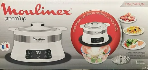 Moulinex Dampfgarer Steam Up VJ504010 - Dampfgarer mit 8 Programmen für Schongaren und Kochen, ideal für gesundes Garen und zeitsparendes Kochen in der Küche.