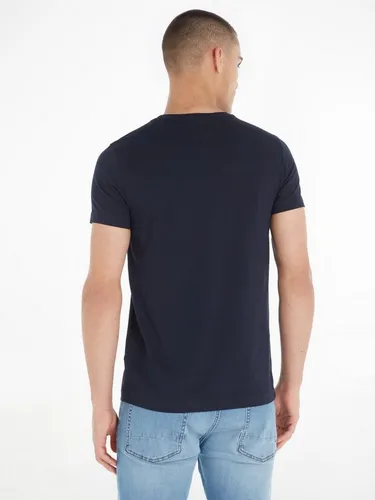 Tommy Hilfiger Herren T-Shirt Kurzarm Core Stretch Slim Fit, Blau (Desert Sky) - Stilvolles Basic - T-Shirts für Herren, aus 96% Baumwolle und 4% Elasthan für hohen Tragekomfort und optimale Passform, ideal für Freizeit und Bürolooks.