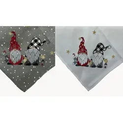 texpot Tischdecke Stickerei Wichtel Winter Weihnachten Tischläufer (1-tlg) grau rechteckig | 40 cm x 140 cm