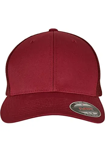 Flexfit Unisex Mesh Trucker Baseballkappe, Cranberry S/M in rot von Flexfit
