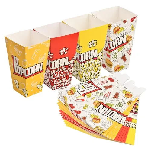 Cozlly 20 Stück Popcorn Boxen Wiederverwendbar, Popcorn Tüten Pappe, Popcorn Behälter Groß, Candy Boxen für Snacks, Süßigkeiten, Filmabend, Geburtstagsfeier, Weihnachten, Hochzeit