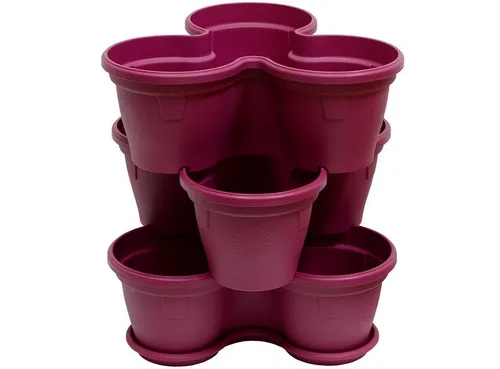 Engelland Blumenständer Säulentopf, Hochbeet, Kräuterbeet (Vorteils-Set, 3 St., 11 Liter Fassungsvermögen je Ebene), fallsicher, UV-beständig, stapelbar, platzsparend, robuster Kunststoff