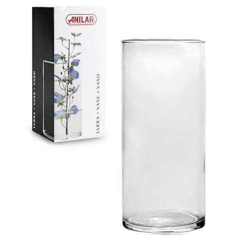 Annastore Vase aus Glas in klassischer Form H 20 cm - Glasvase 20 cm - Blumenvase aus Glas - Tischvase aus Glas