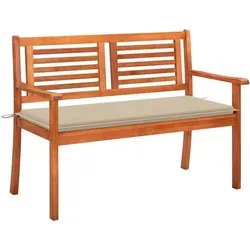 furnicato Gartenbank 2-Sitzer mit Auflage – Massivholz Eukalyptus - Sitzbänke aus robustem Eukalyptusholz mit ergonomischer Form und bequemer Auflage für höchsten Sitzkomfort – ideal für Garten, Terrasse oder Veranda!