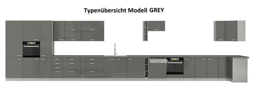 Küchen-Preisbombe Unterschrank 30 cm - Hochglanz Grau - Unterschrank für die Küche, 30 cm breit und in elegantem Hochglanz Grau. Ideal für platzsparende Küchenlösungen mit einfacher Montage.