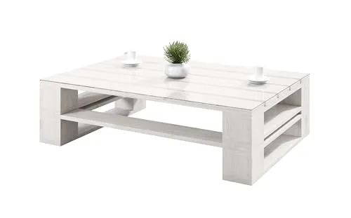 Lermowood Palettenmöbel Mp Couchtisch 120 x 80 x 30 cm in weiß von Lermowood