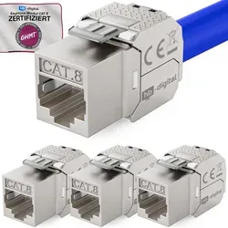 hb-digital Keystone Modul CAT 8.1 RJ45 mit vergoldeten Kontakten - Hochwertiges Keystone RJ45 Modul CAT 8.1 für einfache Montage von Netzwerkkabeln ohne Werkzeug. Kompatibel mit verschiedenen Kabelkategorien und ideal für zuverlässige Netzwerkverbindungen.