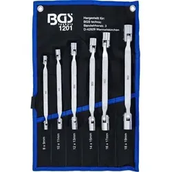 Doppel-Ringschlüsselsatz 8-teilig - mit flexiblen Köpfen - Schraubenschlüssel-Set, ideal für präzise Arbeiten mit flexiblen Köpfen für besseren Zugang zu engen Stellen. Hergestellt aus robustem Chrom-Vanadium-Stahl.