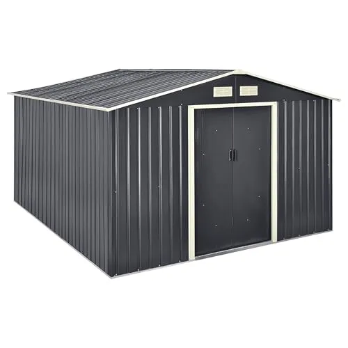 [en.casa] Geräteschuppen 277x319x192cm – Robustes Gartenhaus mit Satteldach