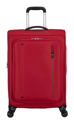 American Tourister Cloudrider Trolley M 67 cm - Rot mit Dehnfalte - Trolley in Rot mit 4 Rollen und Dehnfalte für zusätzliches Gepäckvolumen, ideal für Reisen und Kurztrips.
