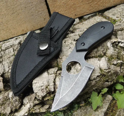 FOX Outdoor Skinner Messer Outdoormesser mit Fingerloch G10 stonewashed