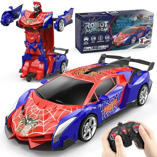 Mieryd Spider Ferngesteuertes Auto Roboter, Transformation RC Remote Car | Kinder Spielzeug Jungen 3 4 5 6 7 8 9 10 Jahre Spiele Geburtstag Weihnachten Geschenke Rennauto 2.4GHz Fernbedienung 1:18