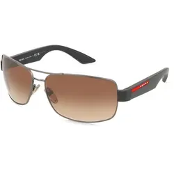 Prada Linea Rossa PS50ZS Herren-Sonnenbrille Vollrand Pilot Metall-Gestell, grau