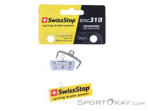 SwissStop SWI/Stop D31 E – Hochleistungs-Bremsbeläge für Avid und SRAM - Fahrrad-Bremsbeläge mit langlebiger Pad-Mischung, hoher Temperaturstabilität und geräuscharmem Betrieb für optimale Bremsleistung beim Trailfahren.