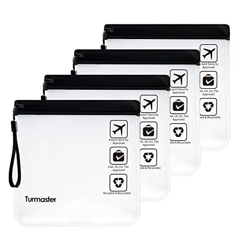 Packen Flughafen zugelassener Kulturbeutel - 4er Set - Kulturtaschen für Reisen, TSA-zugelassene, wasserdichte Beutel aus 100% umweltfreundlichem EVA, ideal für eine stressfreie Sicherheitskontrolle am Flughafen.
