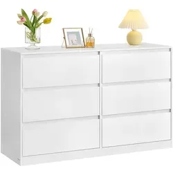 VASAGLE Kailyn Kollektion - Moderne Kommode mit 6 Schubladen - Stilvolle Kommode in Schneeweiß, ideal für Ordnung in Wohnzimmer, Schlafzimmer oder Büro. 6 geräumige Schubladen und Kippschutz sorgen für Sicherheit und Funktionalität.