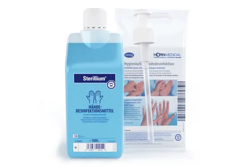 PAUL HARTMANN AG Sterillium Händedesinfektion 1000ml & Horn Medical Dosierpumpe Hand-Desinfektionsmittel (Spar-Set, [- bekannt & bewährt dank Dosierpumpe sofort einsetzbar)