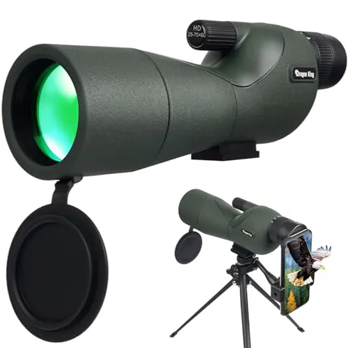 BIBIRE Spektiv mit Stativ und Smartphone-Adapter, 25-75x60 HD-Spektiv mit Tragetasche für Zielschießen, Vogelbeobachtung und Wildtierbeobachtung