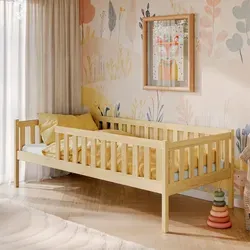 Kinderbett mit Rausfallschutz - Sicher & Stabil, 80x160 bis 90x200 cm - Betten für Kinder, maximales Sicherheitsgitter für ruhigen Schlaf und massive Kieferholzstruktur für Langlebigkeit und Umweltfreundlichkeit.