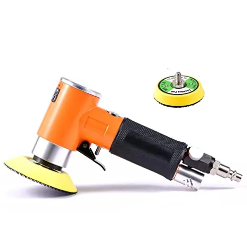 Druckluft Exzenterschleifer 75mm 50mm, mini Winkelschleifer Schleifmaschine Poliermaschine für Auto, Möbeln, Holz (Orange)