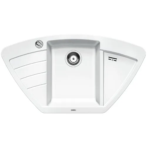 BLANCO ZIA 9 E | Elegante Granitspüle aus SILGRANIT in Weiß in weiß von BLANCO