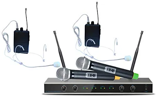 E-Lektron IU-4011MH digital UHF Funkmiktrofon System mit 2X Hand-Mikrofon + 2X Headset-Mikrofon drahtlos Set