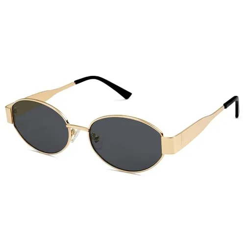 WONAVEHY Retro Ovale Sonnenbrille für Frauen Männer Designer Trendy Sonnenbrille Klassische Töne UV400 Schutz, blacks