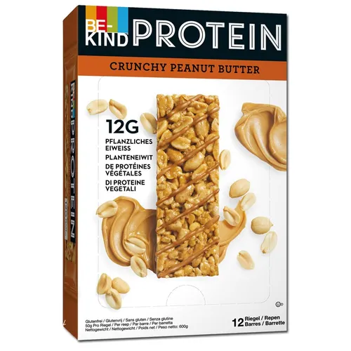 Be-Kind Protein Crunchy Peanut Butter Riegel - Müsli- & Frühstücksriegel, glutenfrei und proteinreich – ideal für einen energiereichen Start in den Tag!