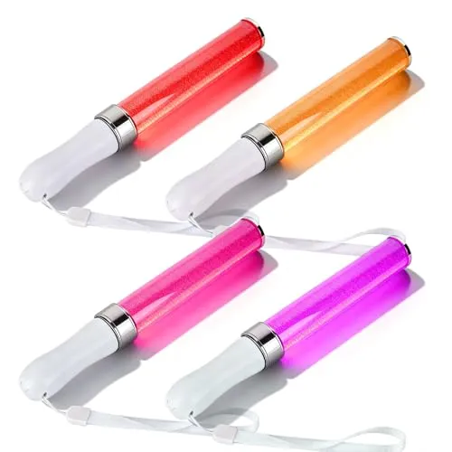 GOMETY 4 Stück LED Leuchtstabe, 15 Farben Leuchtstäbe Partyzubehör, Leuchtwedel Party Set, Knicklichter Party Set, Leuchtspielzeug Partyartikel, Glow Sticks für Weihnachten Party Konzert Hochzeit