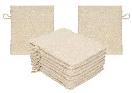 Betz Waschhandschuhe Premium 10 Stück 16x21 cm – 100% Baumwolle 470g/m² – Weiche Frottee Waschlappen – Pflegeleicht & saugstark - Farbe Sand