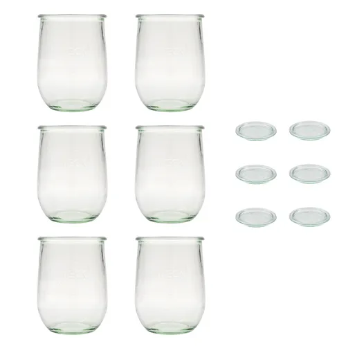 6er Set 1.050 ml WECK-Tulpengläser, Mündung: Rundrand, ofenfest, Einmachgläser