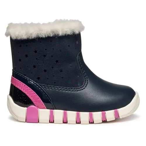 Geox Baby-Mädchen B IUPIDOO Girl First Walker Shoe, Navy/Fuchsia, 21 EU