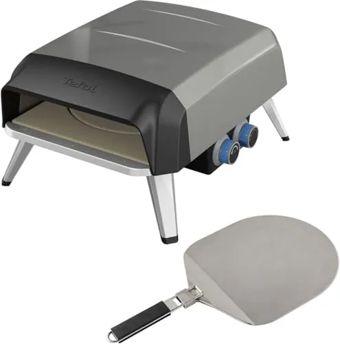 Tefal Pizza Pronto Pizzaofen für Außenbereich - Gasbetriebener Pizzaofen mit 360° drehbarem Stein für gleichmäßiges Garen. Bereiten Sie authentische Pizzen in nur 90 Sekunden zu und genießen Sie perfekte Ergebnisse!