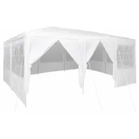 vidaXL Partyzelt 6x4 m mit 10 Seitenwänden in Weiß - Geräumiges Pavillon für bis zu 12 Personen, wasserabweisend und ideal für Outdoor-Events wie Hochzeiten und Gartenpartys.
