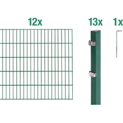 Alberts Doppelstabmatten Zaun 160 cm - Komplettset zur Einbettung - Gartenzäune: Robuster Zaun mit verzinkten Matten und Pfosten für höchste Langlebigkeit. Ideal für dauerhafte Abgrenzungen - 24 m Länge, 160 cm Höhe.