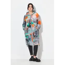 Angel of Style Sommerjacke Mantel Alloverdruck Kapuze Langarm grau|grün 50 - Funktionsjacken – Modische Sommerjacke mit Kapuze, knielang und ideal für lässige Outfits, aus 100% Polyester und maschinenwaschbar.