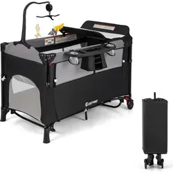 COSTWAY 5-in-1-Babybett mit Wickeltisch und Spielzeug