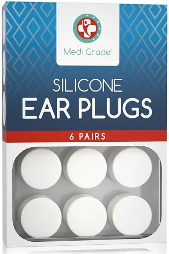 Medi Grade Silikon Ohrstöpsel Schlafen [6 Paare] – Mit Ohrenstöpsel Schlafen – 27dB für Gehörschutz Schlafen Ohrstöpsel