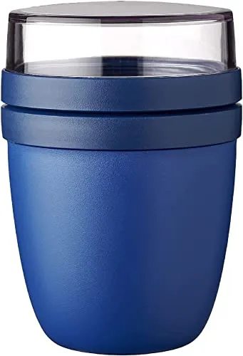 Mepal Lunchbox - Lunchpot Ellipse - Vivid Blue 500 ml - Thermobehälter, ideal für Joghurt mit Müsli oder Suppe, auslaufsicherer Combi-Deckel und mikrowellengeeignet. Hergestellt in Holland, 100% BPA-frei und wiederverwendbar.